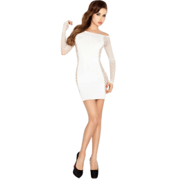 PASSION - WOMAN BS025 BODYSTOCKING WHITE DRESS STYLE ONE SIZE